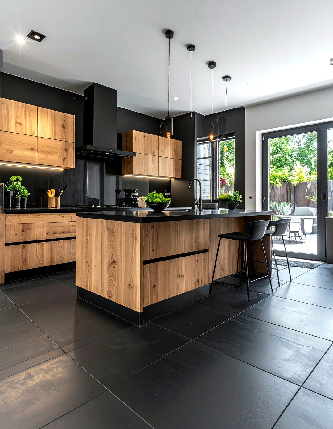 Matte Black Tile - 30 kitchen floor design ideas