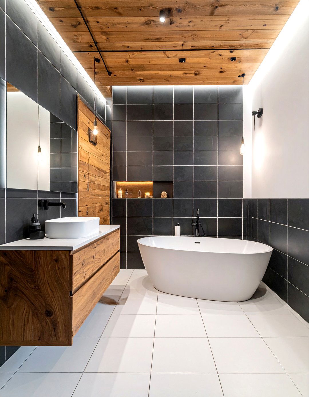 Matte Black Tile White Grout - 30 white grout bathroom ideas