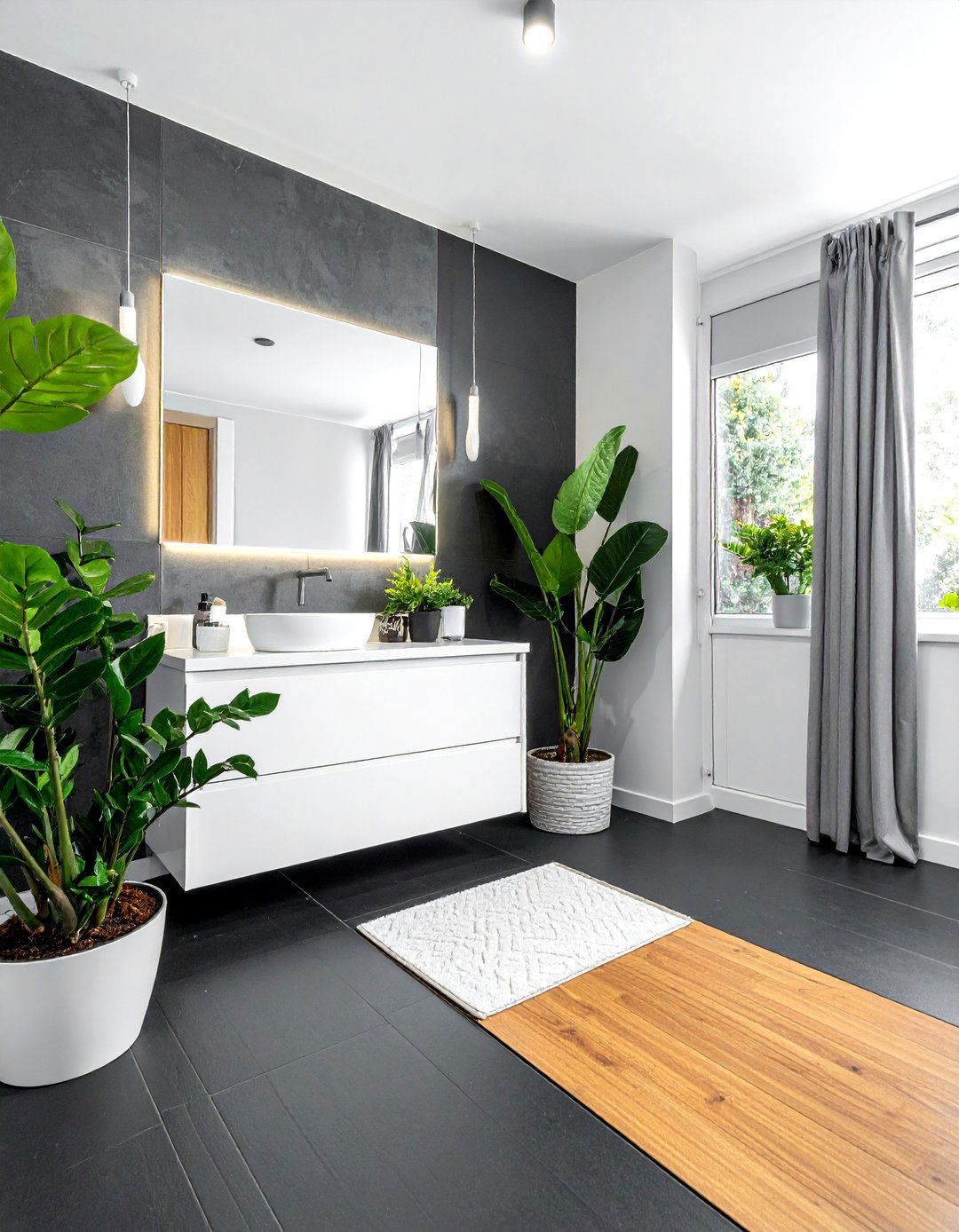 Matte Black Vinyl - 30 bathroom vinyl flooring ideas