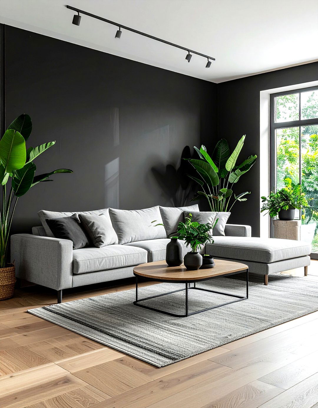 Matte Black Walls - 30 black living room ideas