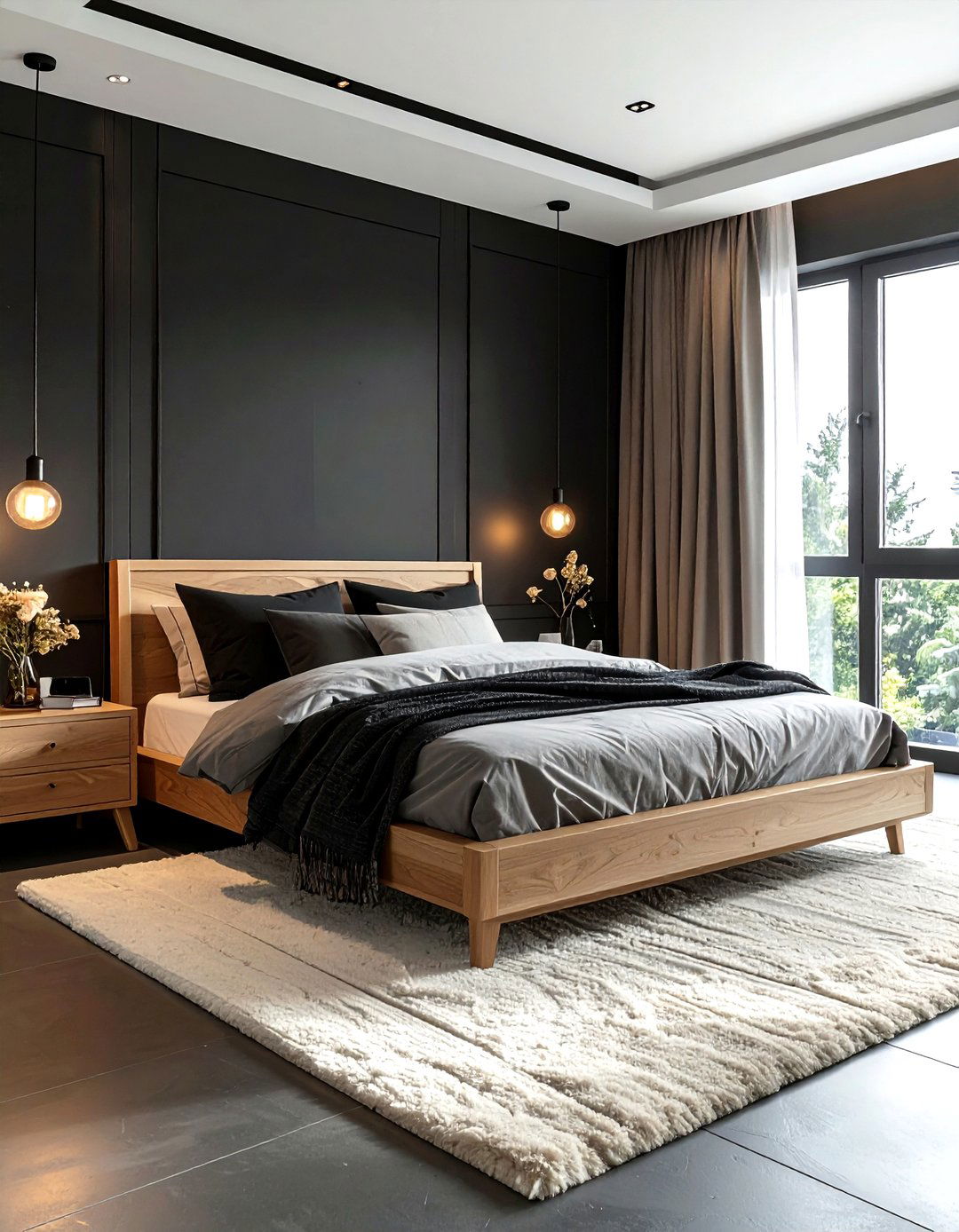 Matte Black Walls - 30 dark black bedroom ideas