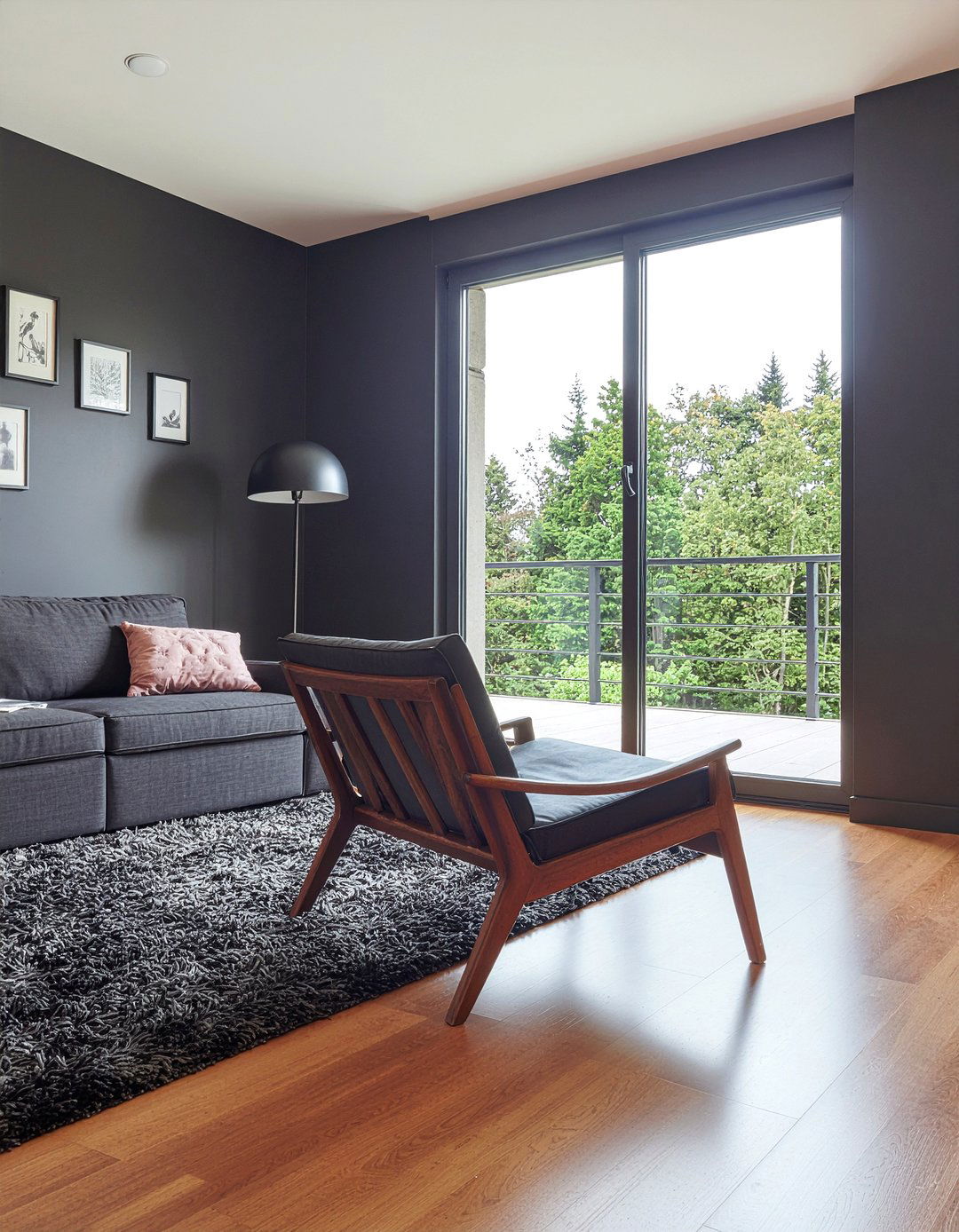 Matte Black Walls - 30 all black living room ideas