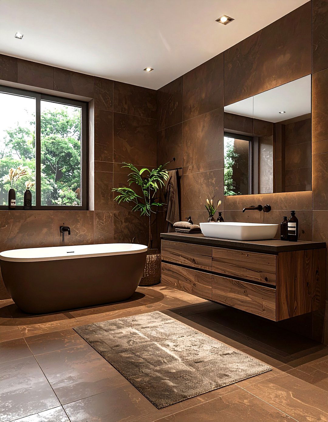 Matte Brown Bathroom - 30 warm brown bathroom ideas