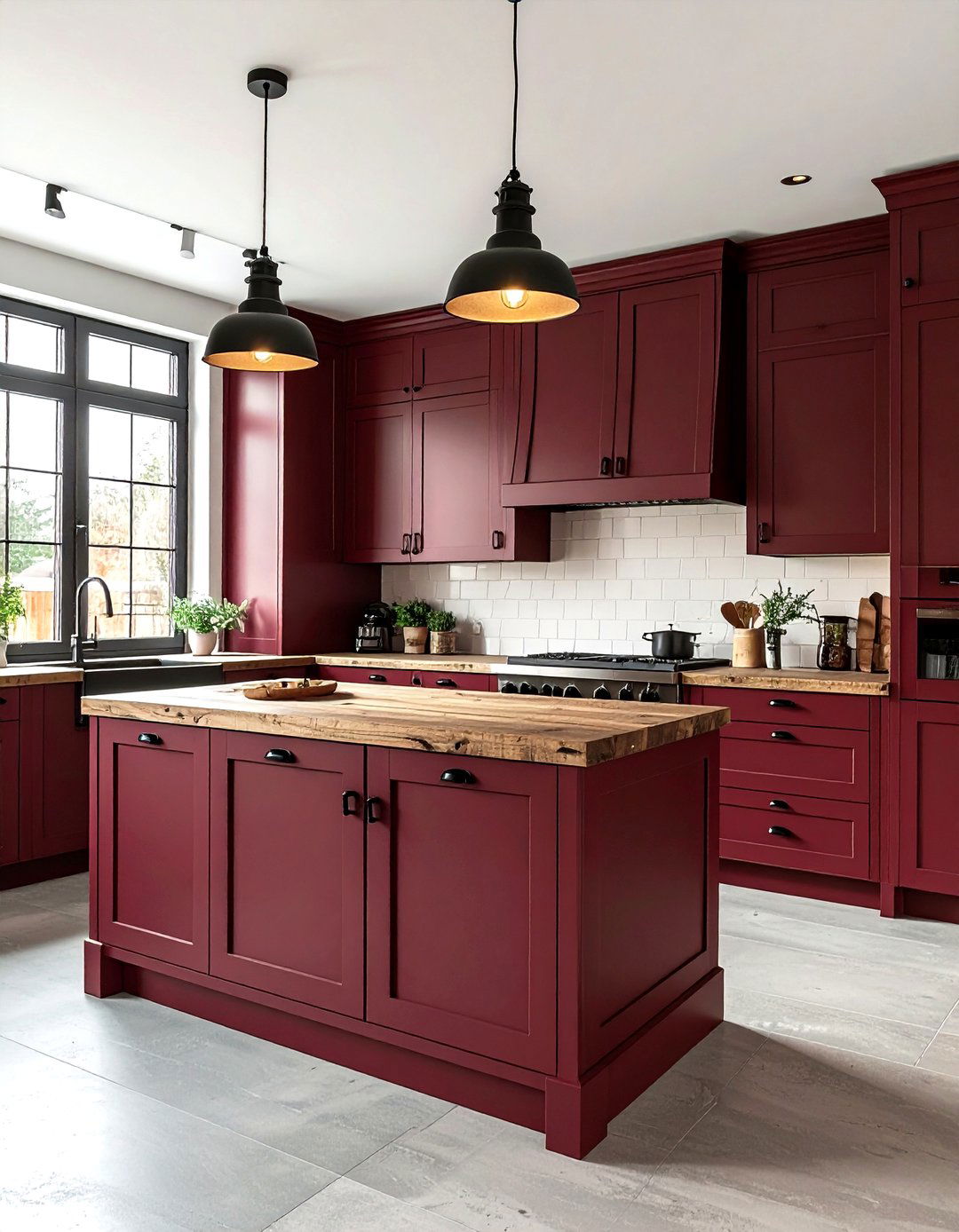 Matte Burgundy Kitchen Cabinets - 30 burgundy kitchen color schemes