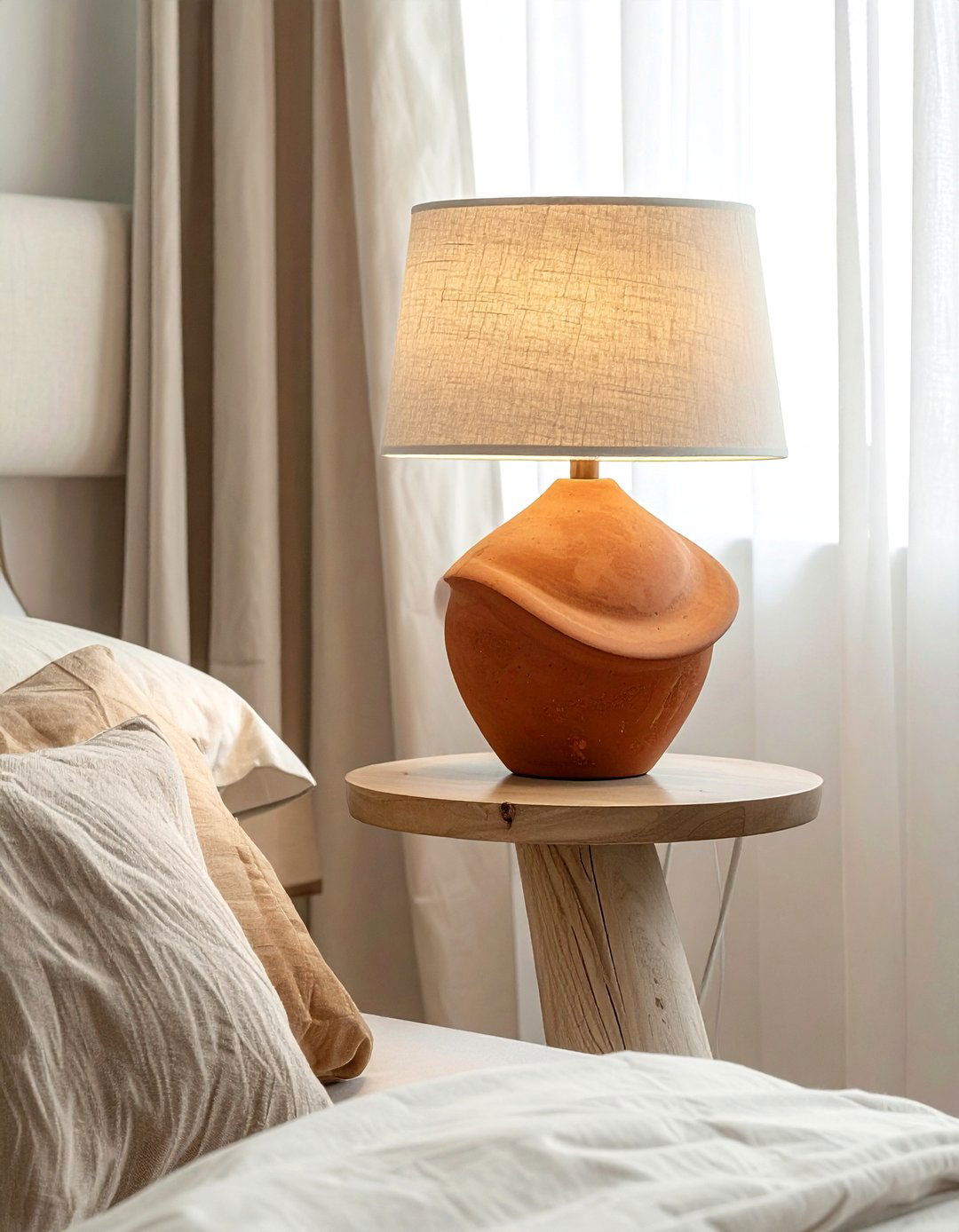Matte Clay Table Lamp - 30 soft minimalist bedroom ideas