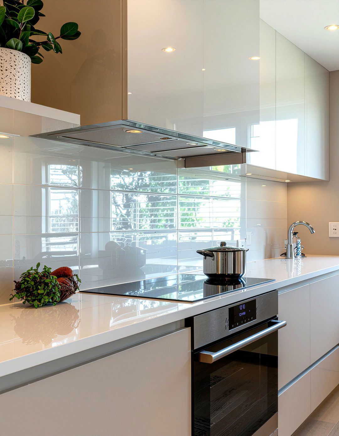 Matte Finish Mirror Backsplash - 30 mirror backsplash kitchen ideas