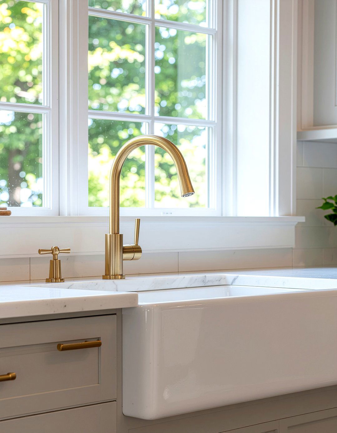 Matte Gold Bridge Faucet - 30 gold kitchen faucet ideas