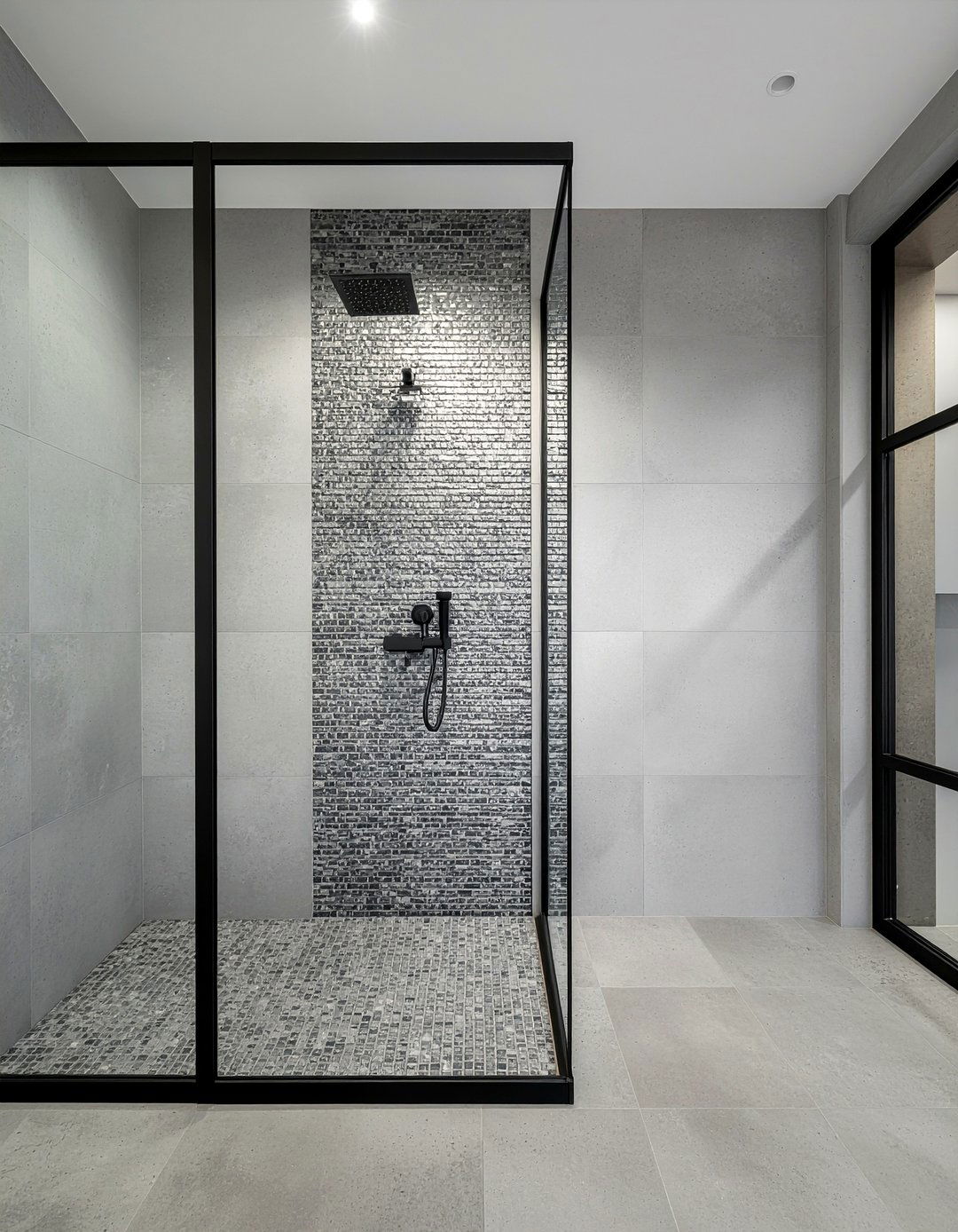 Matte Gray Linear Mosaic - 30 mosaic tile bathroom ideas
