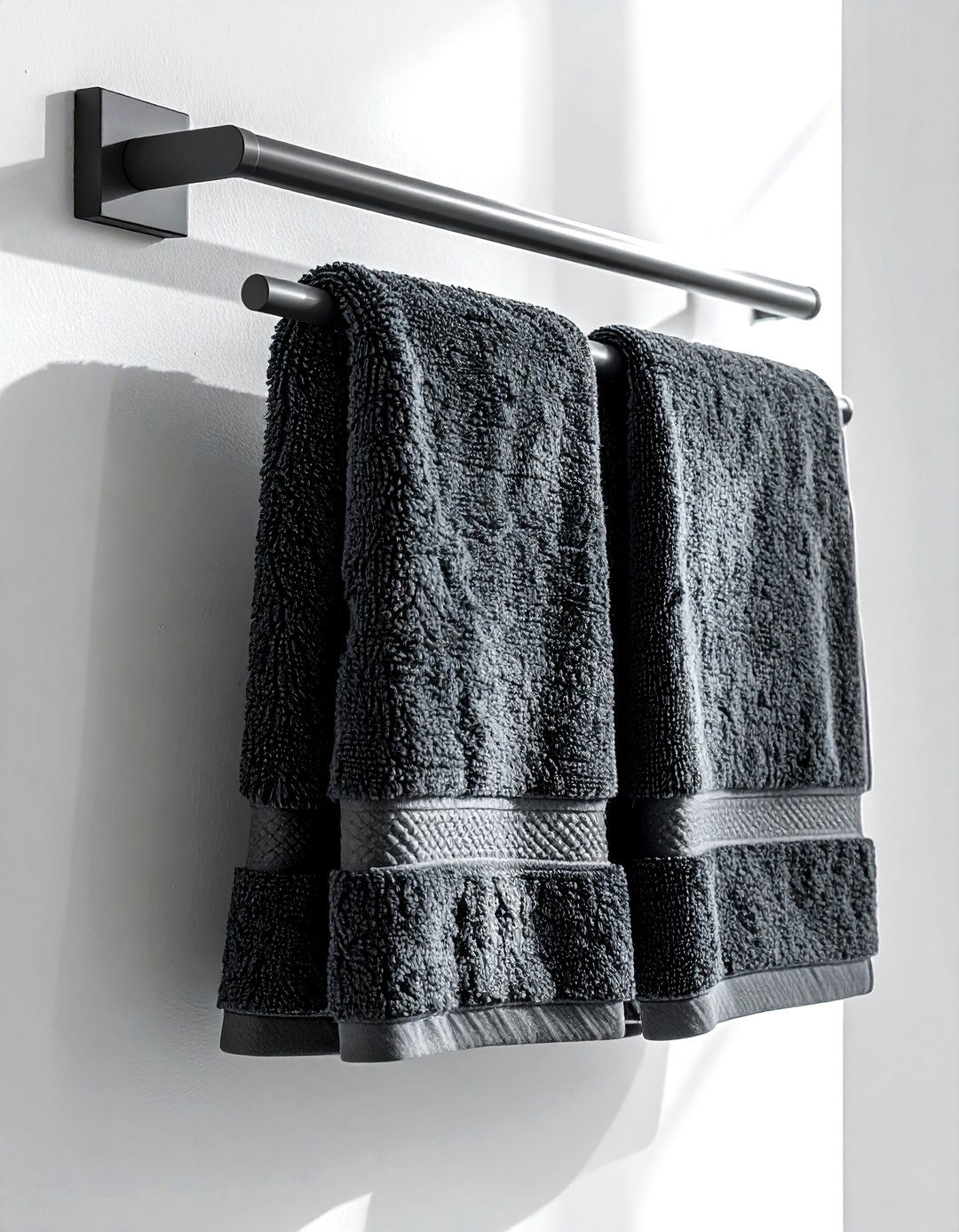 Matte Gray Towel Bar - 30 gray bathroom accessories ideas