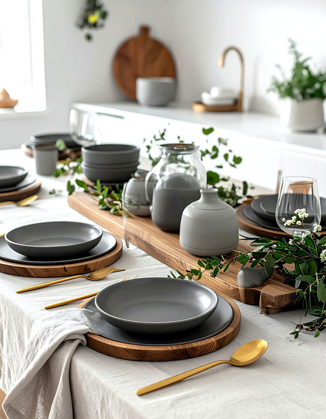 Matte Grey Dinnerware Set - 30 grey dining room accessories ideas