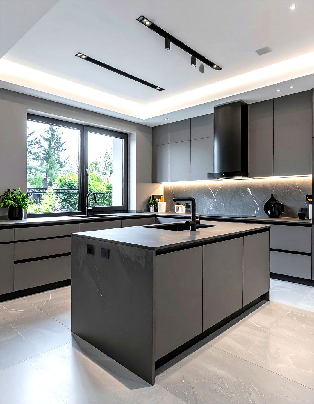 Matte Grey Kitchen With Black Accents - 30 grey kitchen design ideas