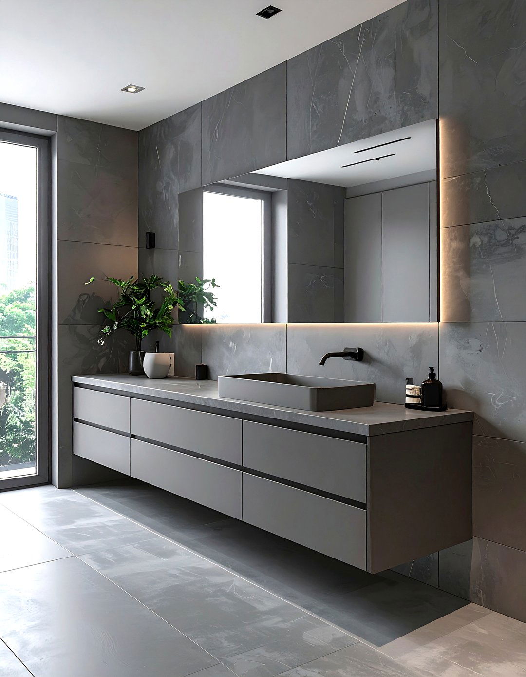 Matte Grey Wall Mounted Unit - 30 grey bathroom furniture ideas