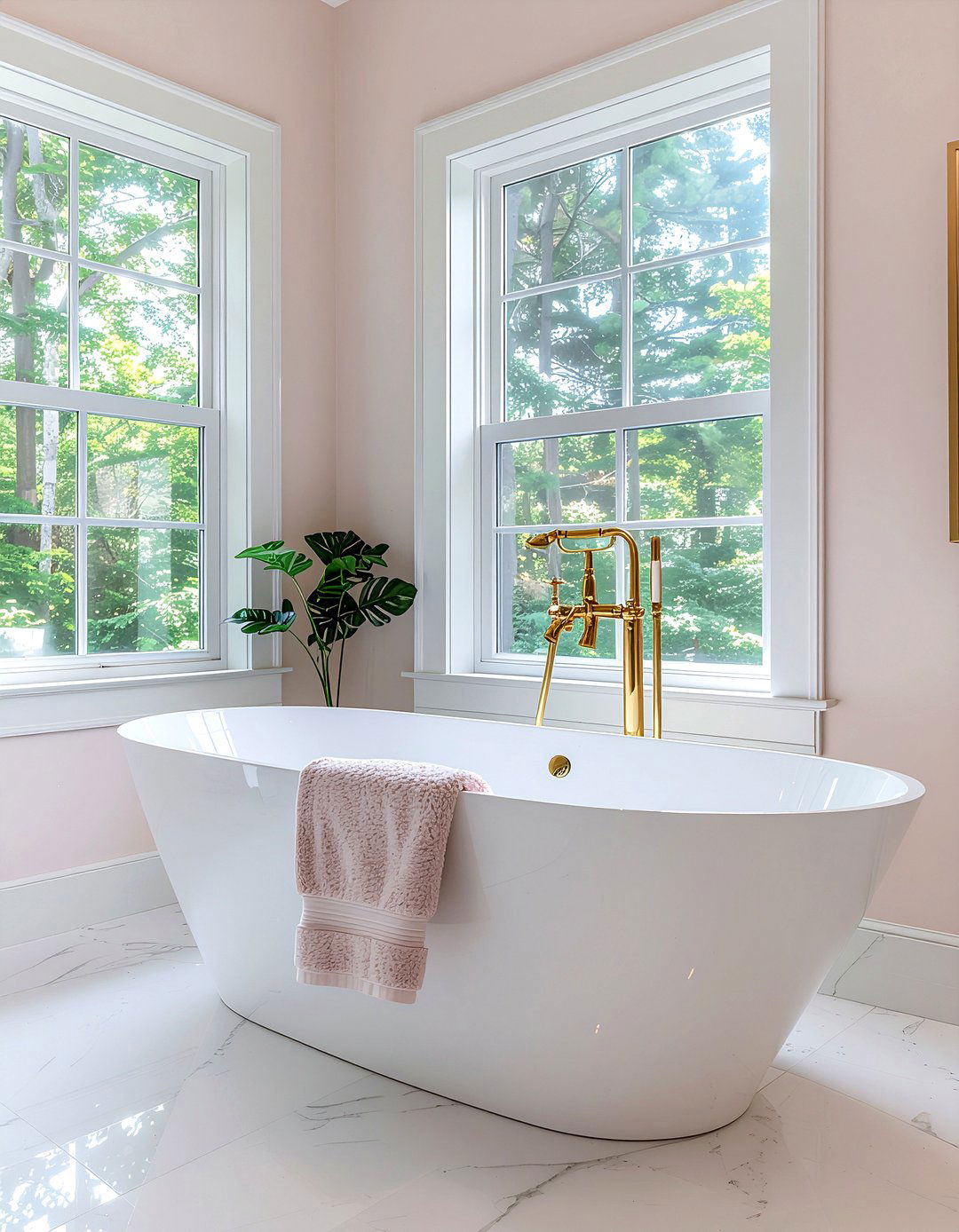 Matte White And Polished Brass - 30 bathroom finish mixing ideas