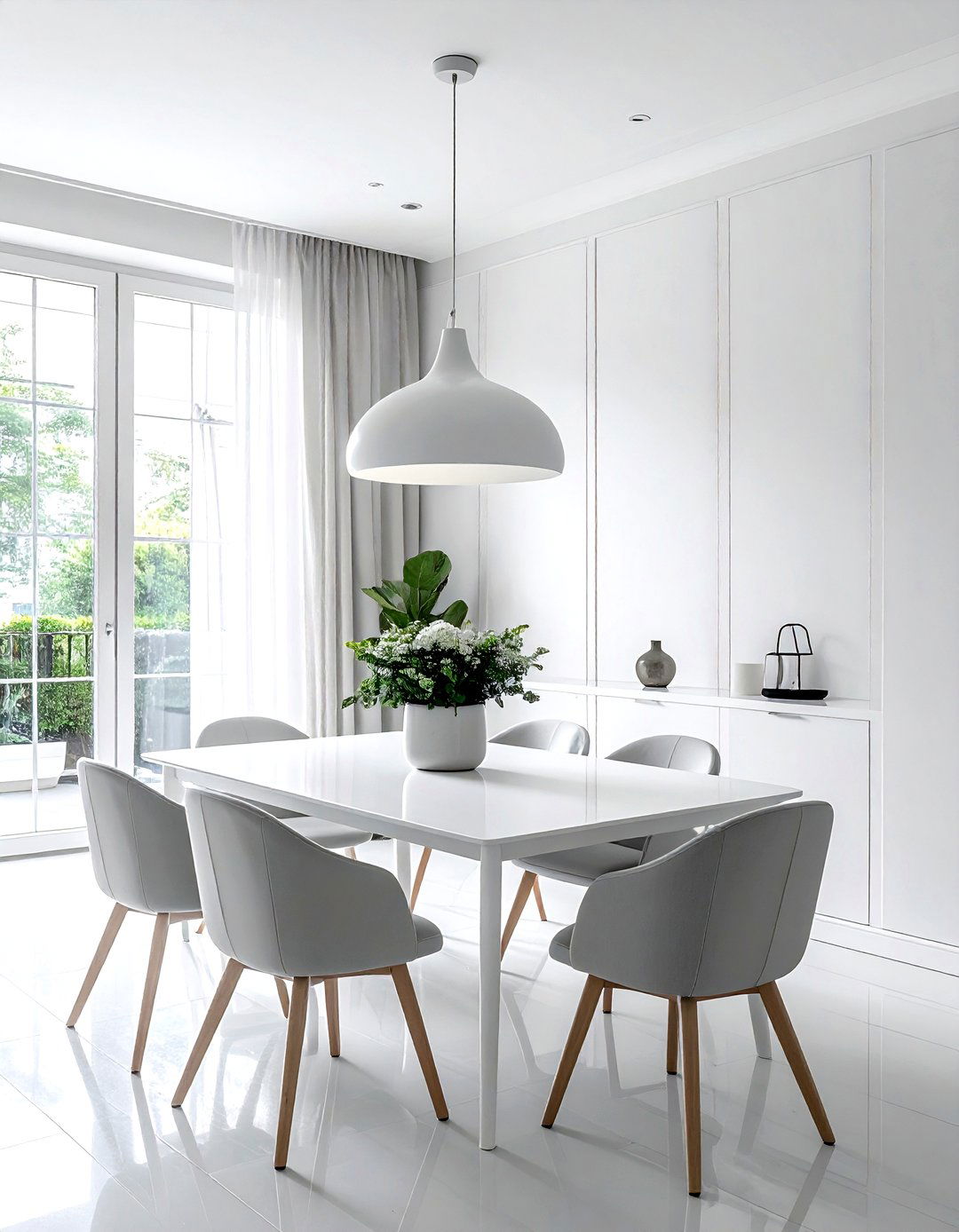 Matte White Pendant - 30 low hanging pendant dining room ideas