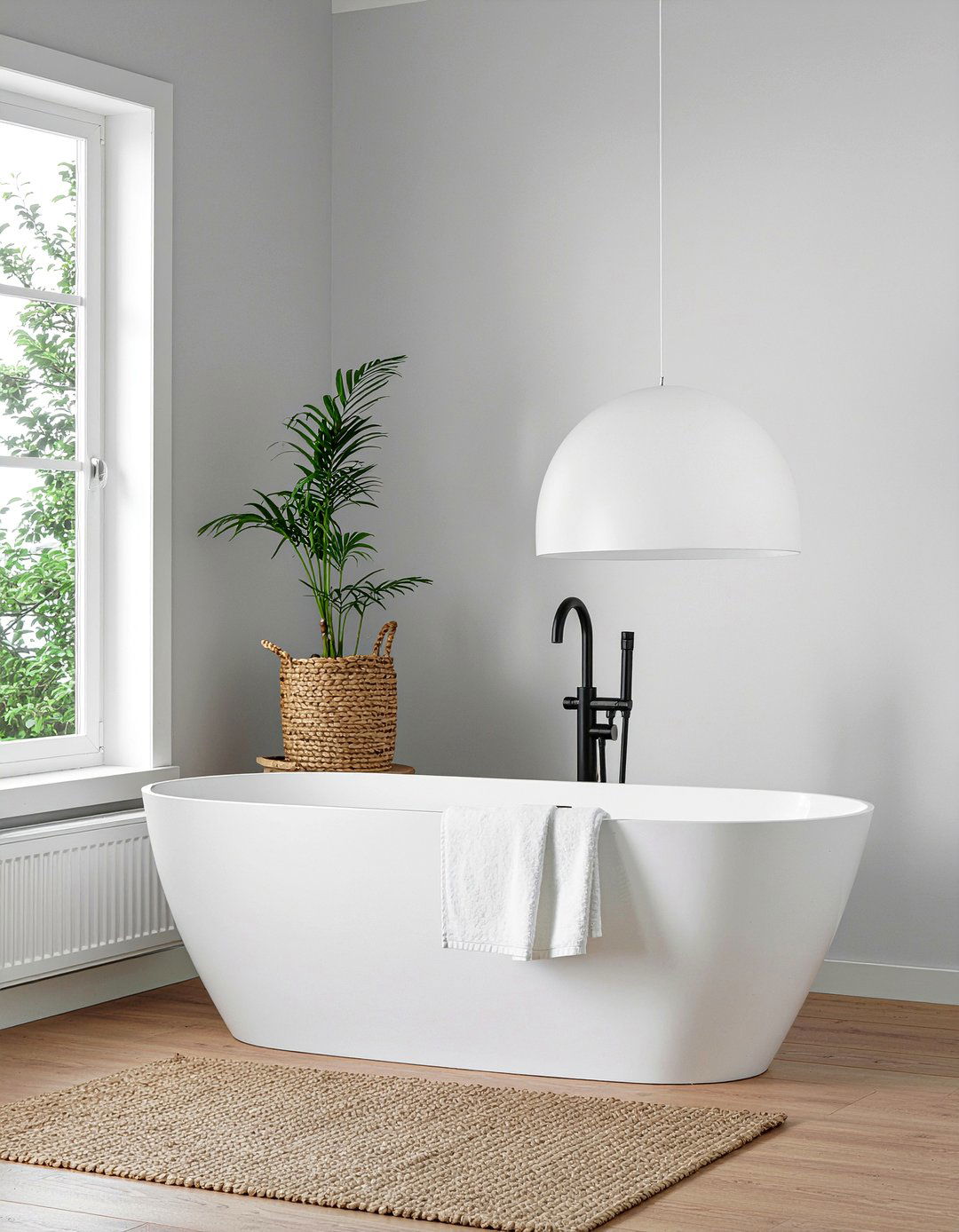 Matte White Pendant - 30 bathroom pendant light ideas