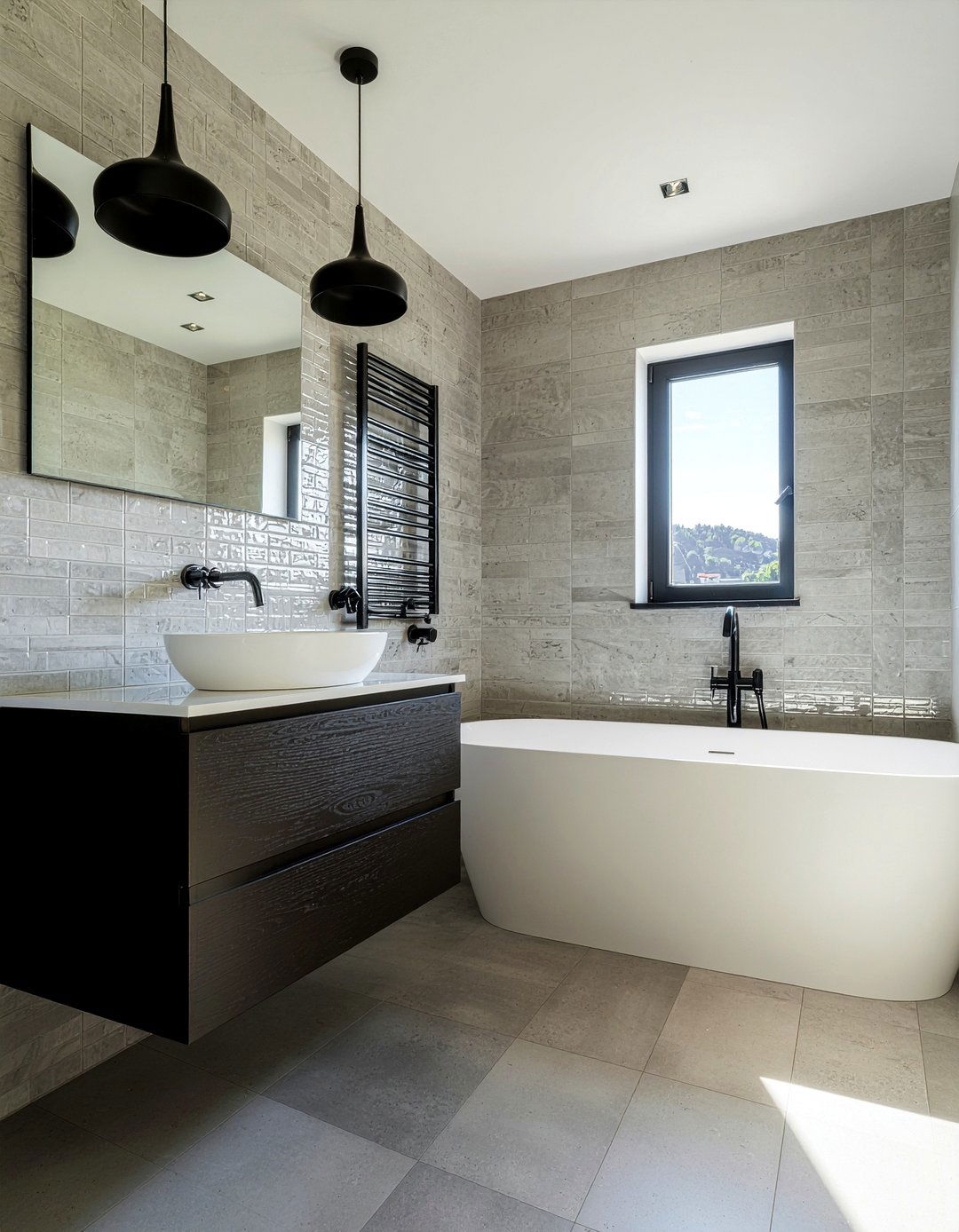 Matte and glossy tile - 30 mixed tile bathroom ideas