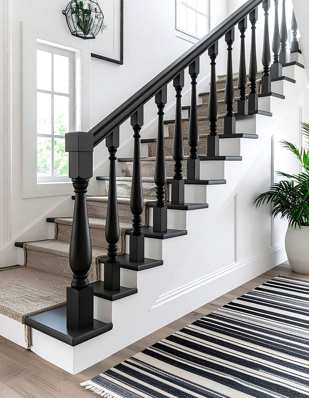 Matte black banister - 30 stair railing ideas