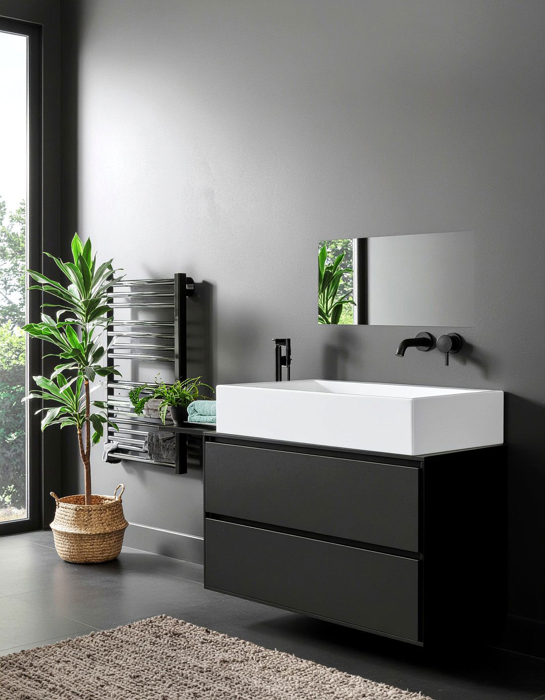 Matte black bathroom hardware - 30 all black bathroom ideas