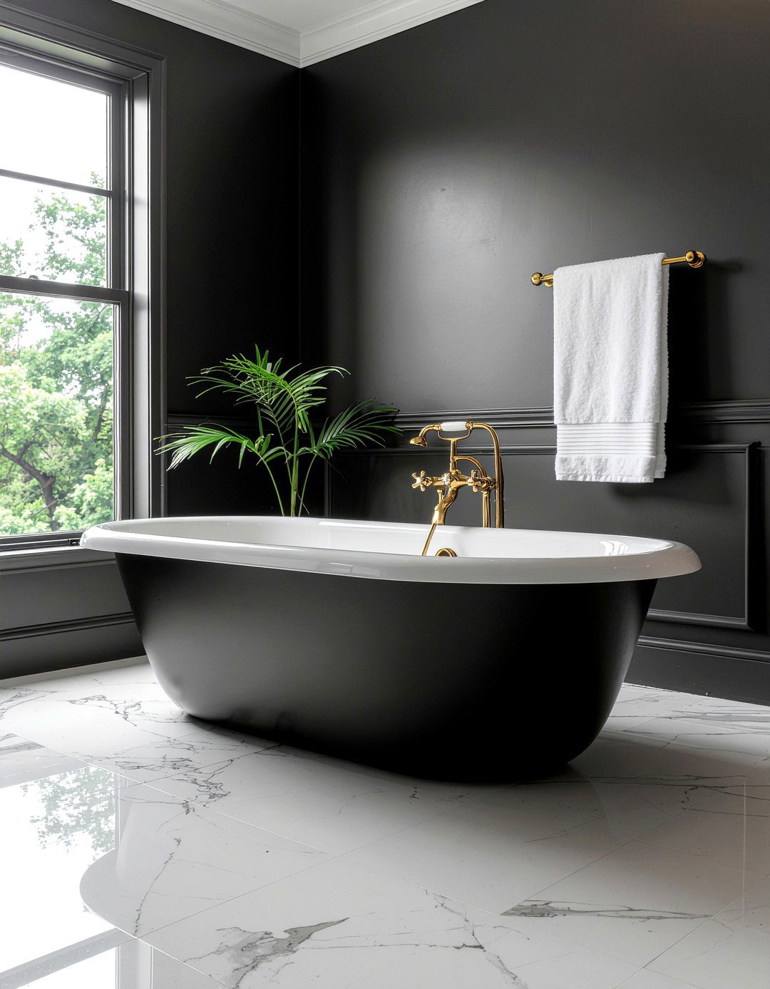 Matte black bathtub - 30 master bathroom tub ideas