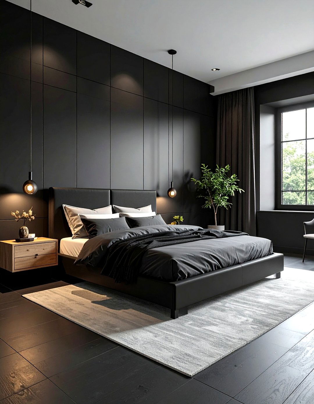 Matte black bedroom - 30 black bedroom decor ideas