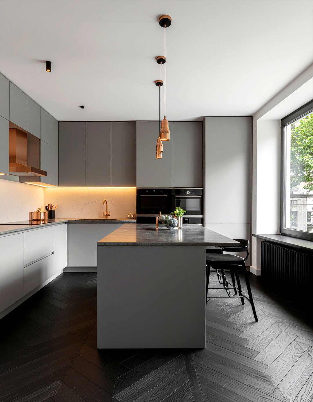 Matte black chevron floor kitchen - 30 chevron floor kitchen ideas