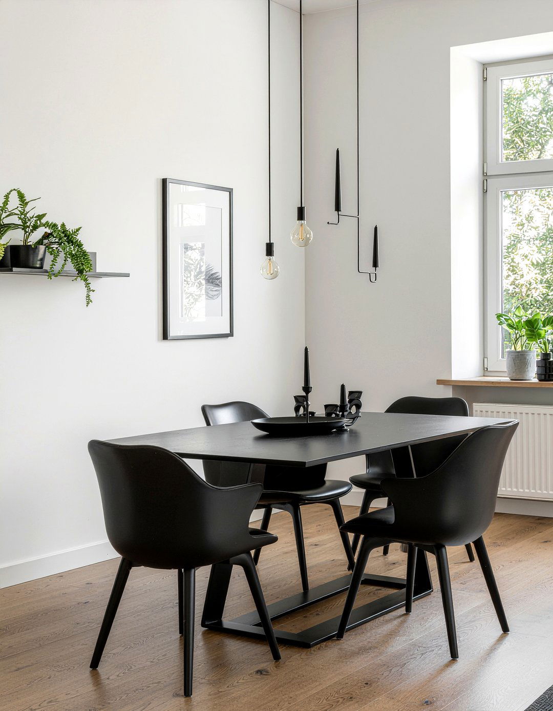 Matte black dining accents - 30 calm dining room ideas