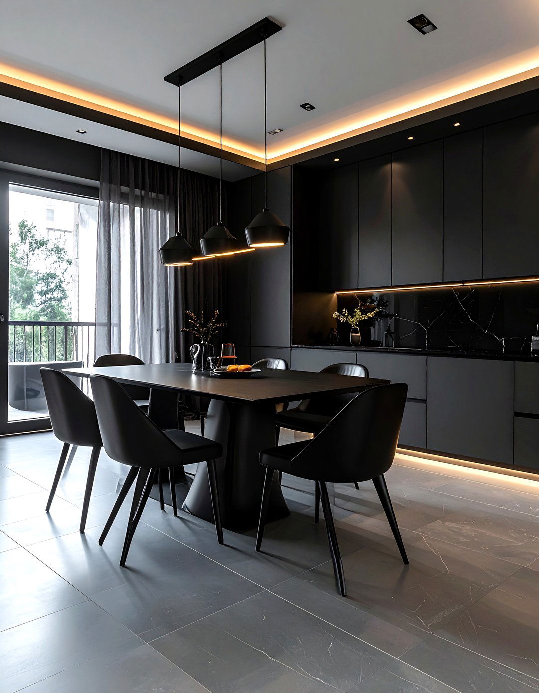 Matte black dining room - 30 monochromatic dining room ideas