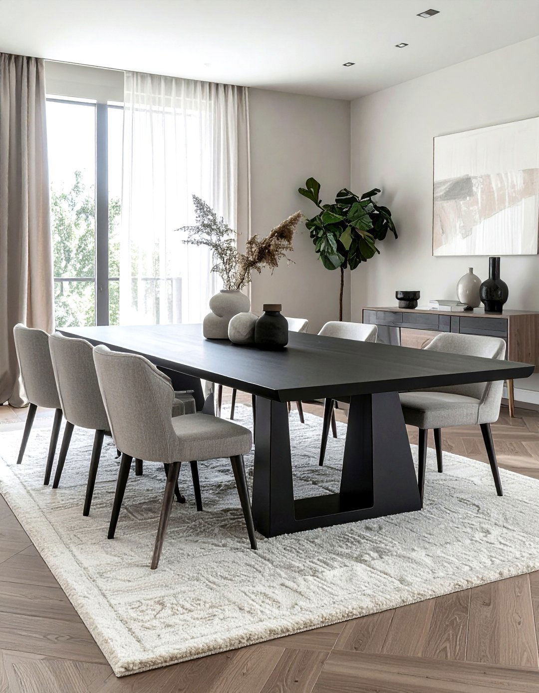 Matte black dining table - 30 black dining room furniture ideas