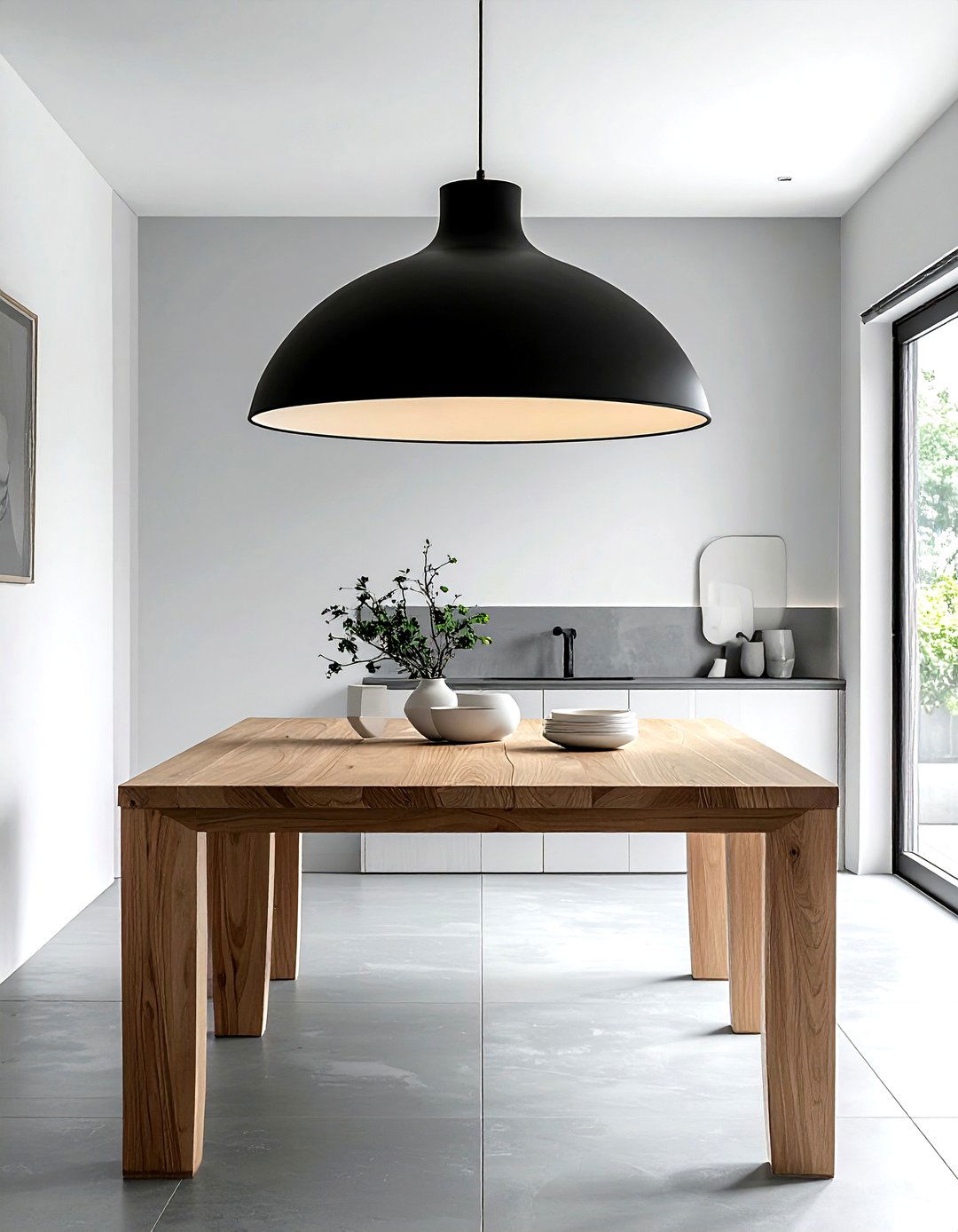 Matte black dome light - 30 dining room lamp ideas