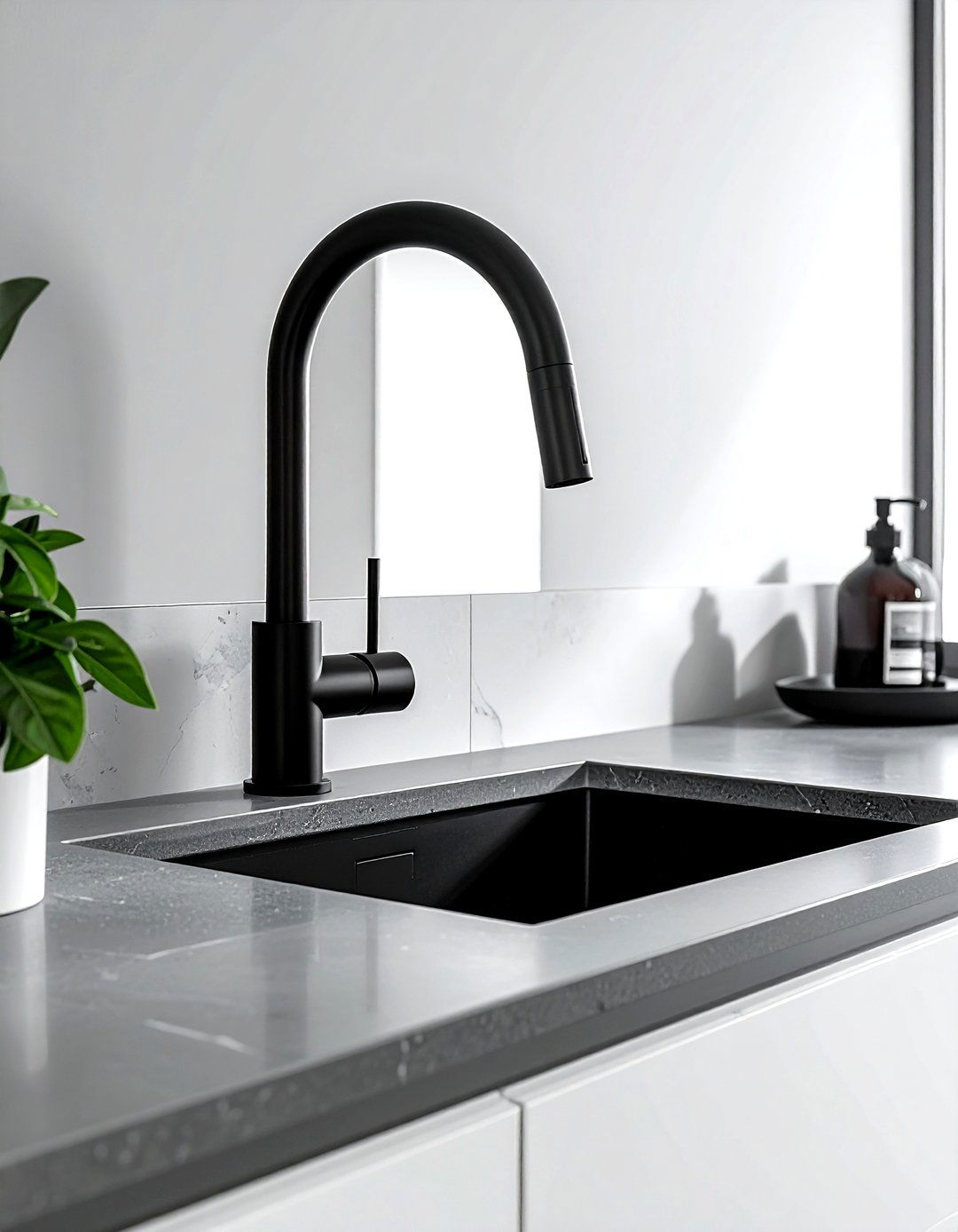 Matte black faucet - 30 minimalist kitchen ideas