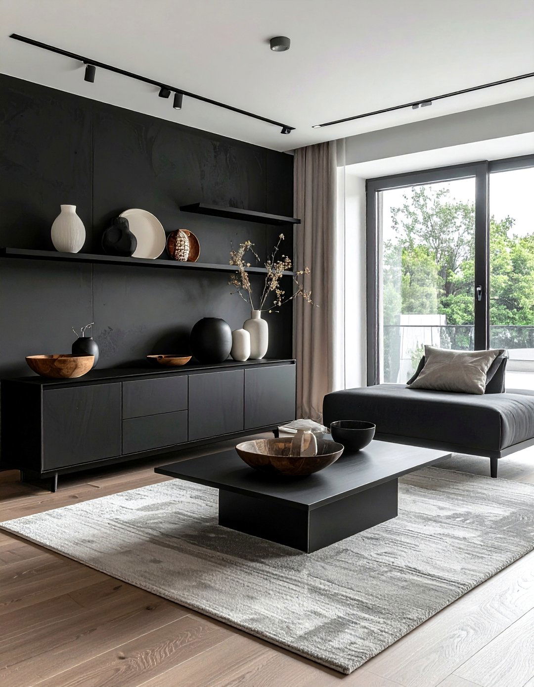 Matte black furniture - 30 black living room decor ideas