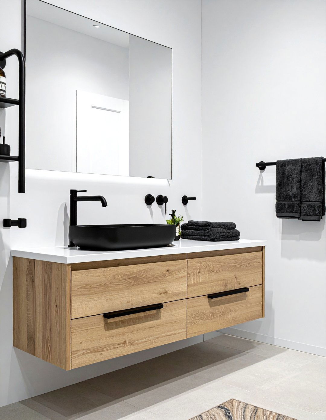 Matte black hardware - 30 earthy tone bathroom ideas
