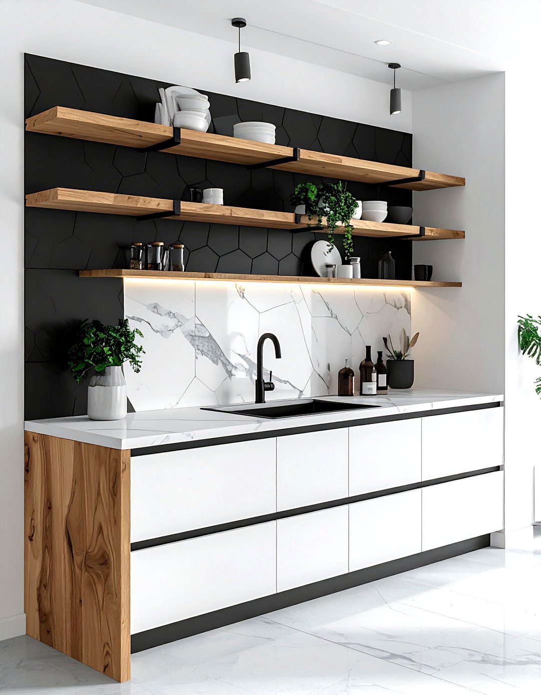 30 Hexagon Tile Kitchen Backsplash Ideas You Will Love