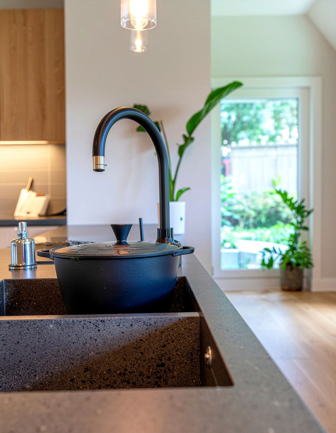 Matte black high arc kitchen faucet - 30 matte black faucet ideas