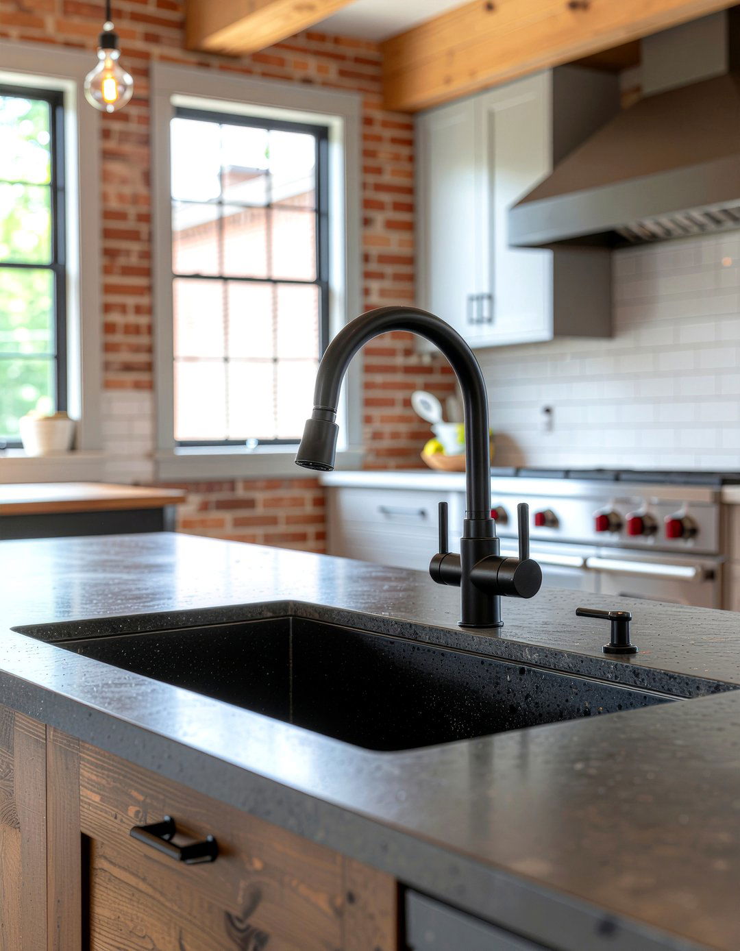 Matte black industrial kitchen faucet - 30 matte black faucet ideas
