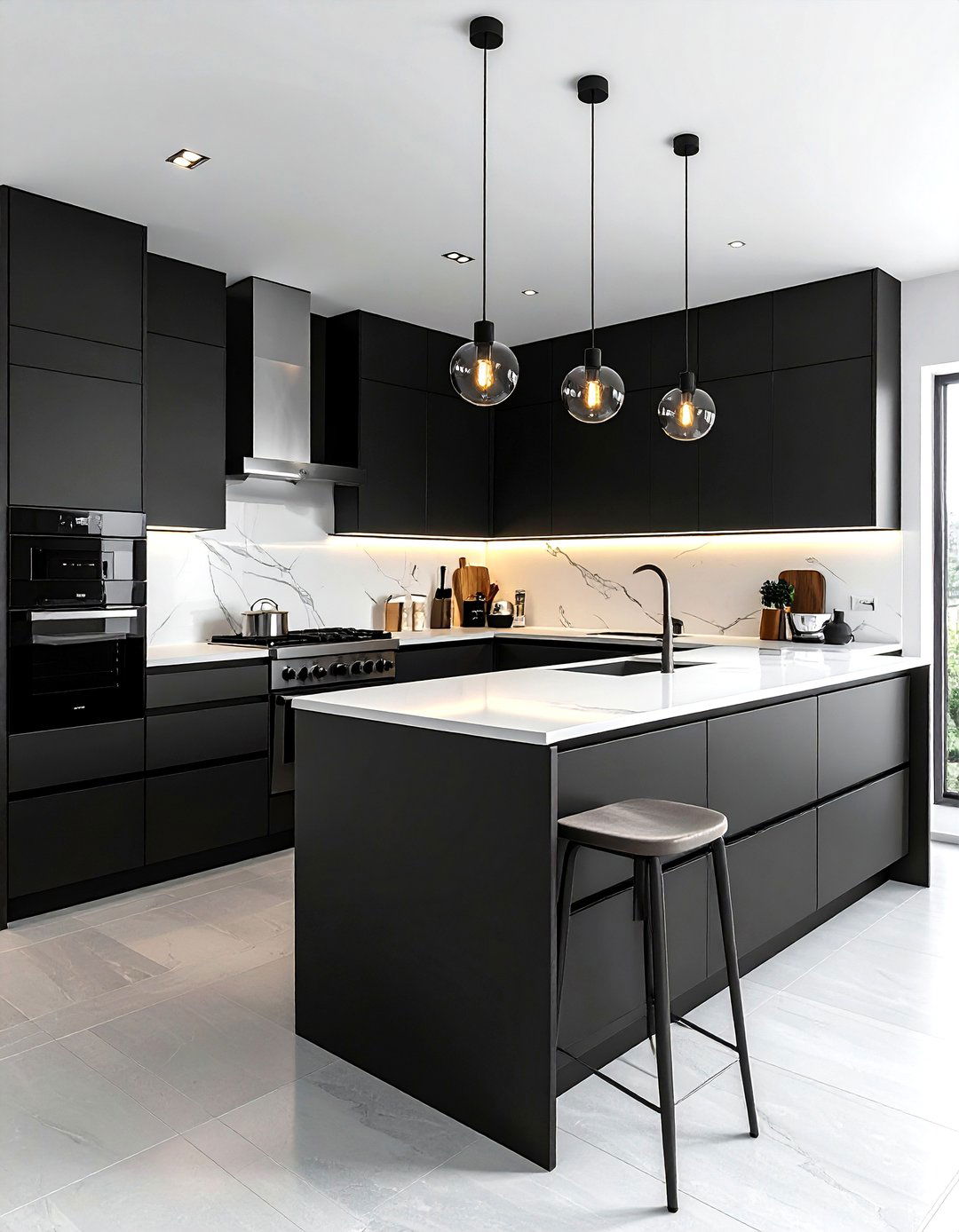 Matte black kitchen cabinets - 30 black kitchen cabinet ideas