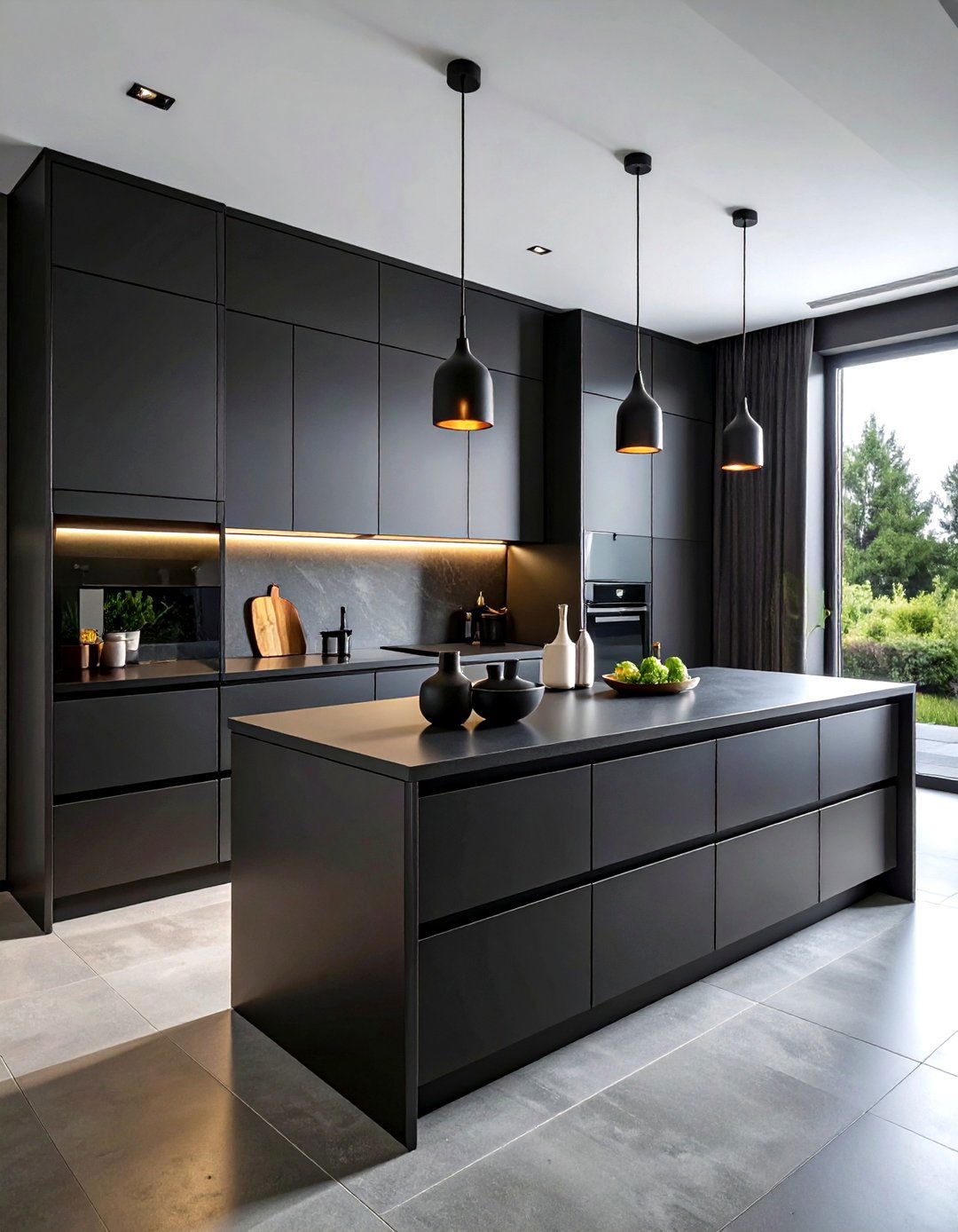 Matte black kitchen cabinets - 30 black kitchen decor ideas
