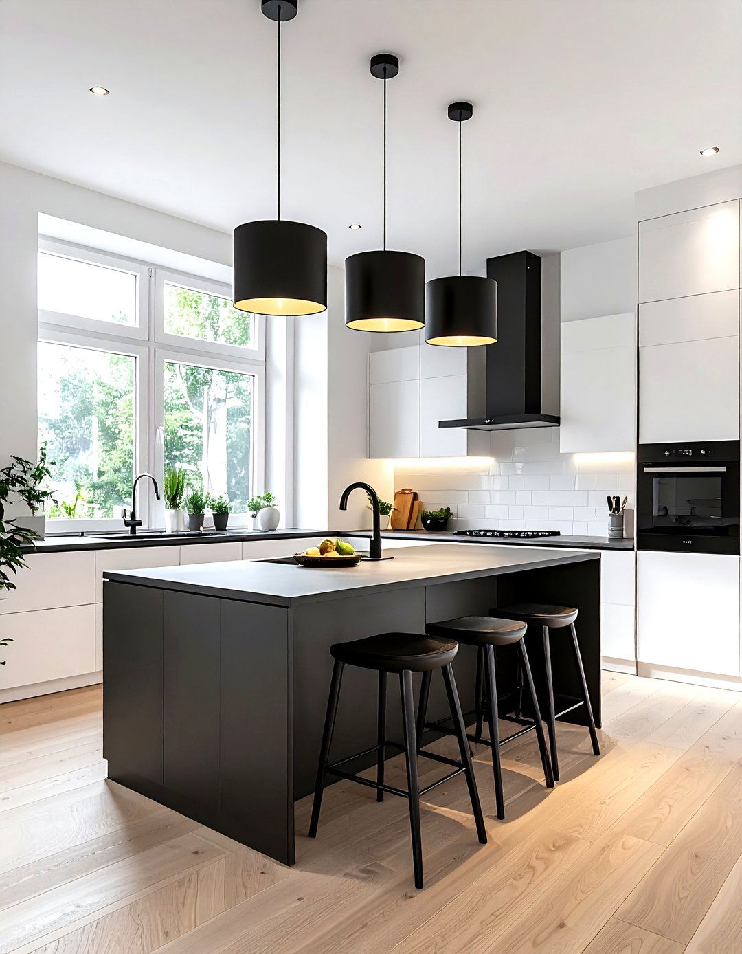 Matte black kitchen lighting - 30 cluster pendant kitchen ideas