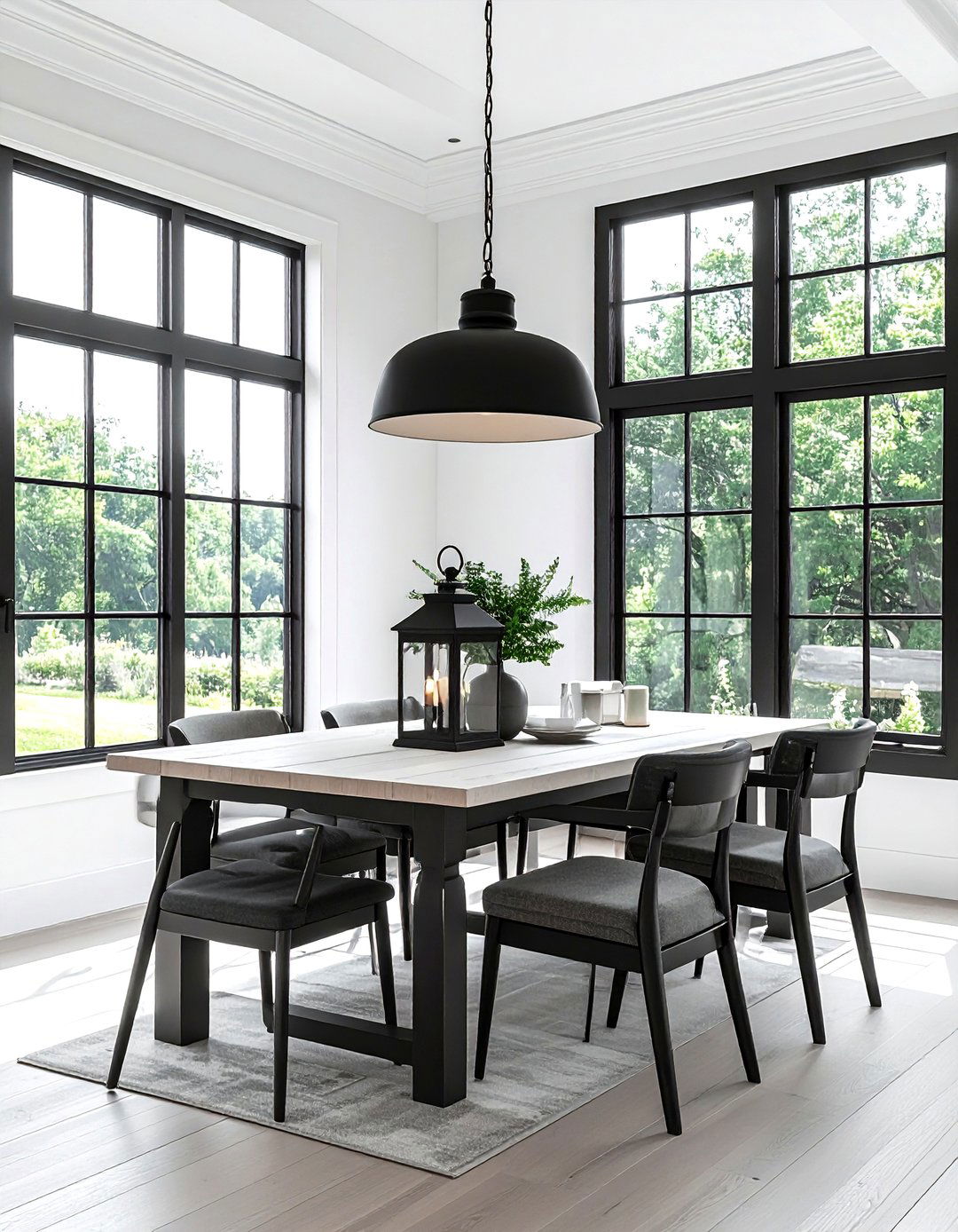 Matte black lantern - 30 pendant light dining room ideas