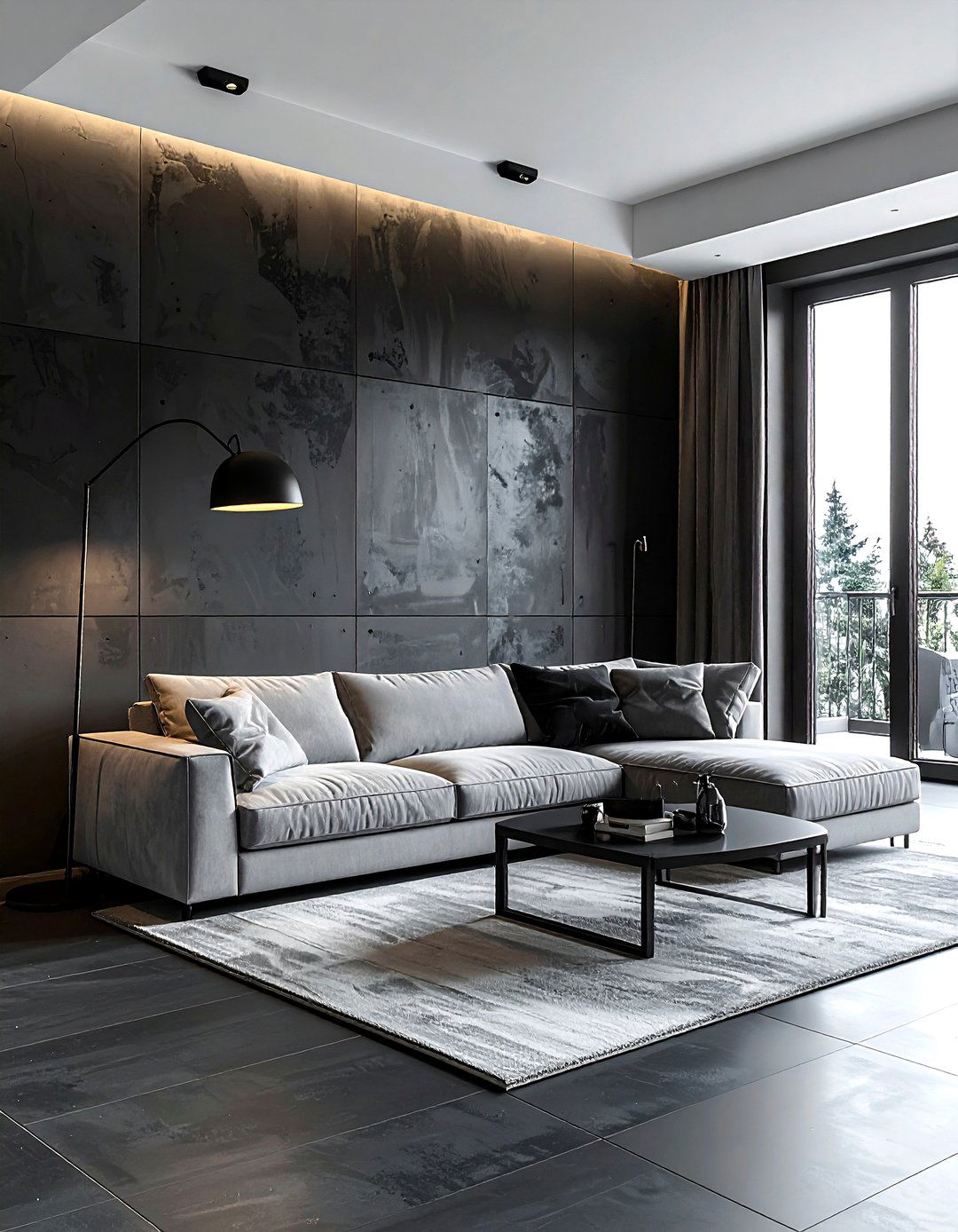 Matte black living room tile - 30 living room tile ideas