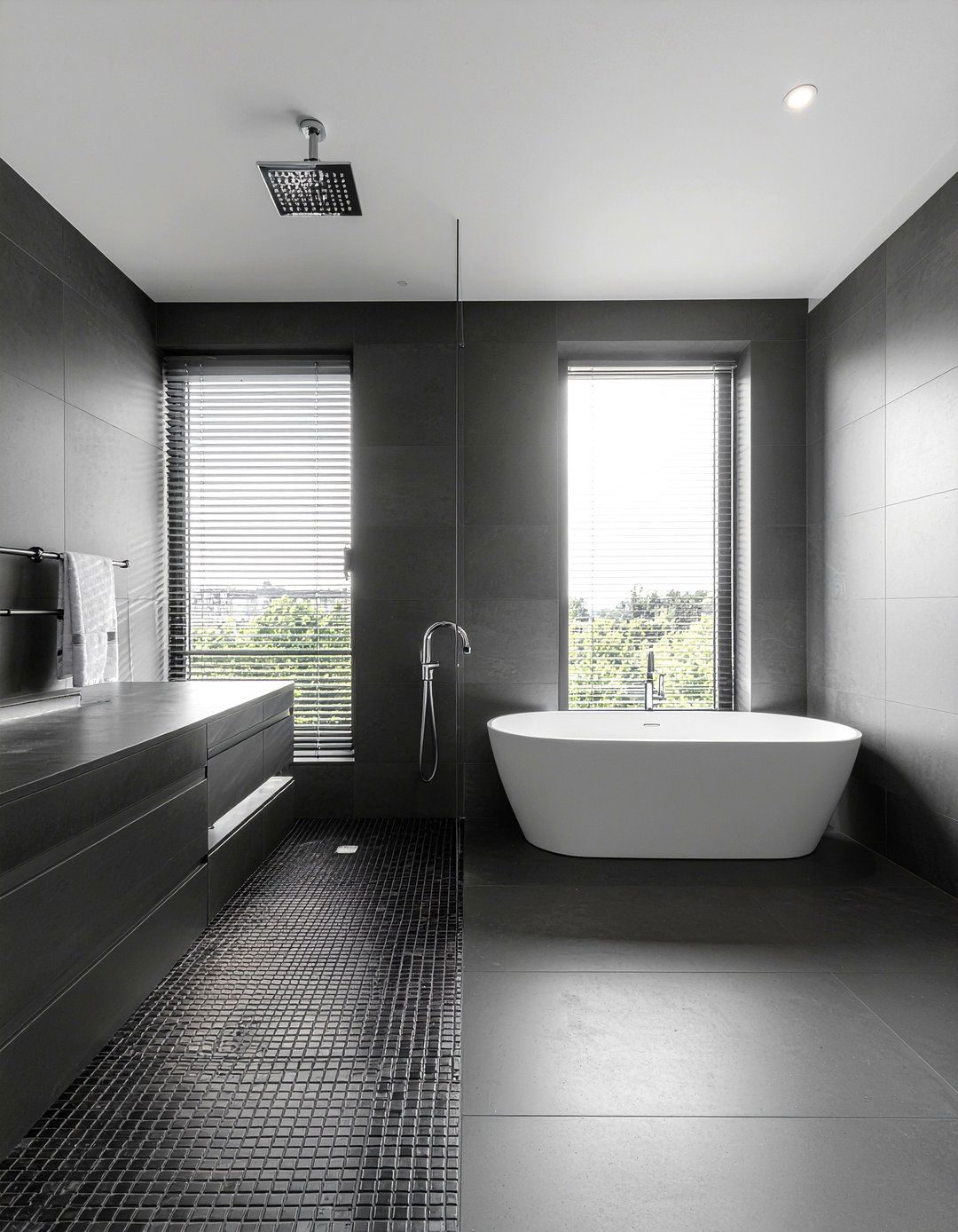 Matte black mosaic - 30 mosaic bathroom ideas