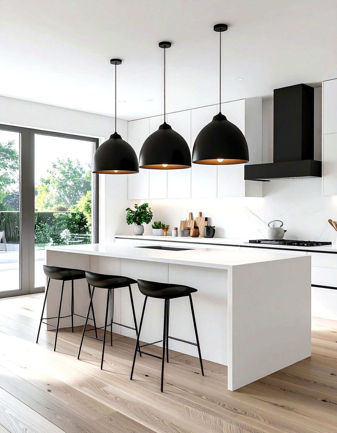Matte black pendant - 30 kitchen island pendant ideas