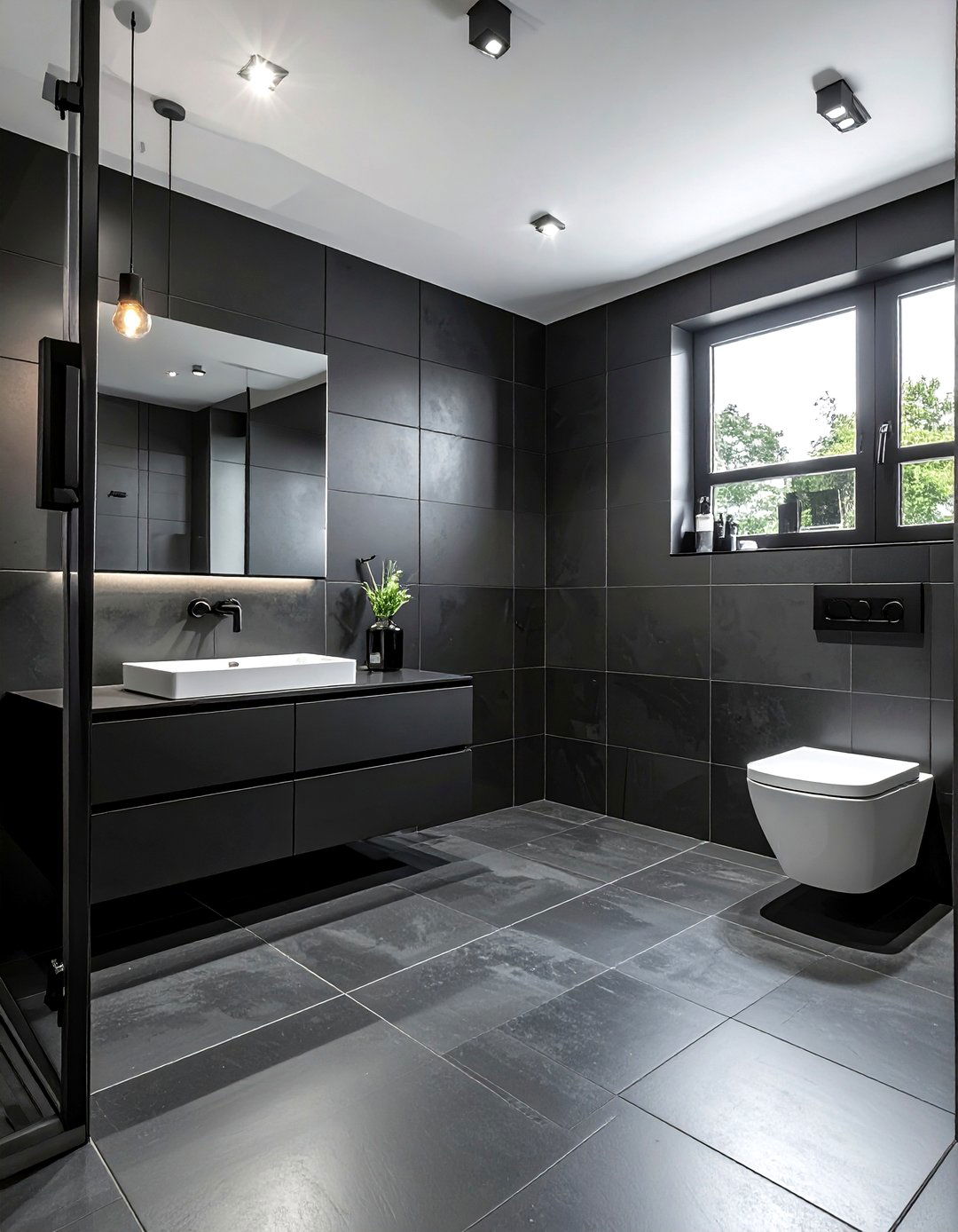 Matte black porcelain tile bathroom - 30 porcelain tile bathroom ideas