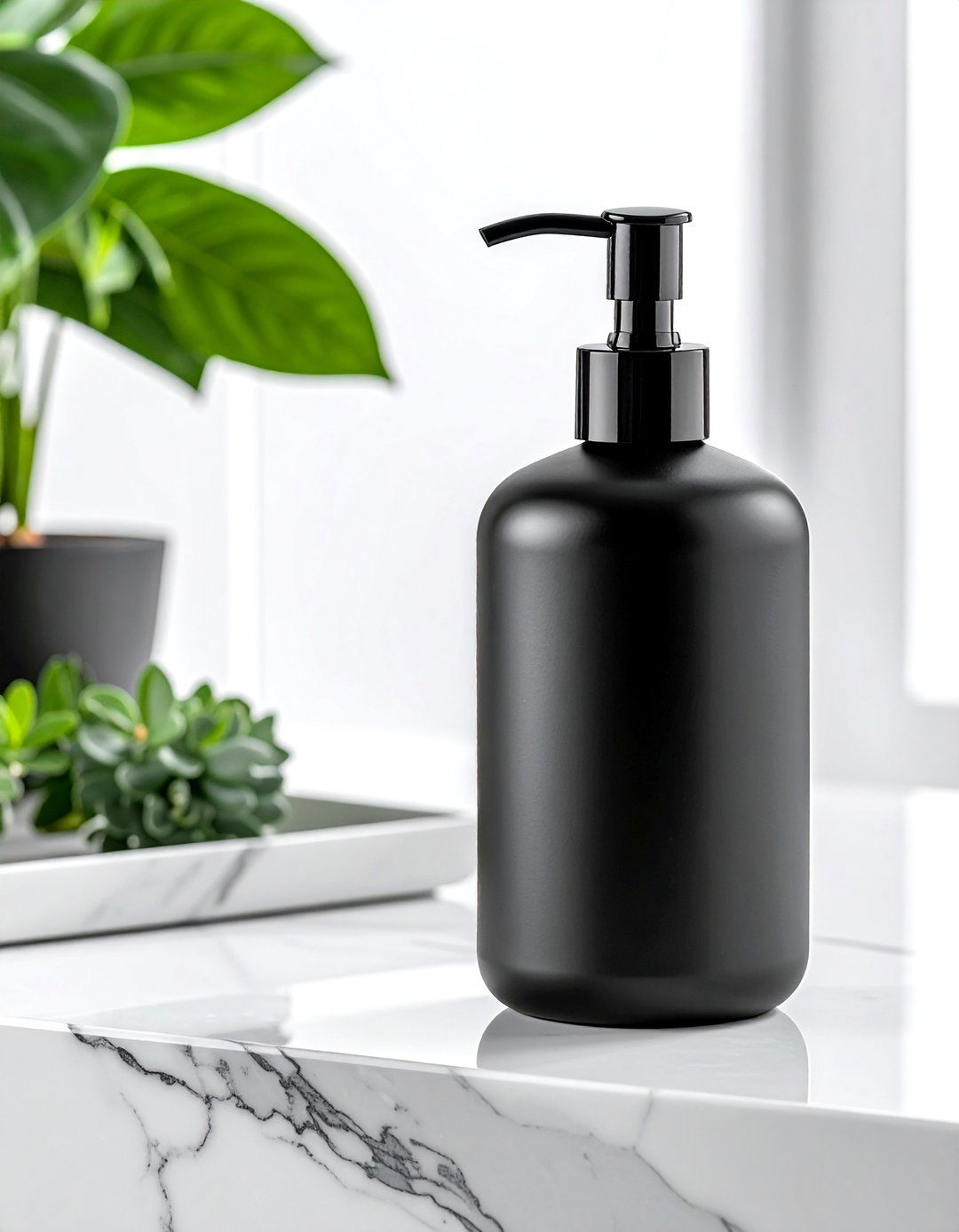 Matte black soap dispenser - 30 black bathroom accessories ideas