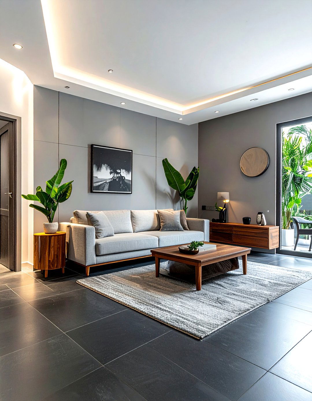 Matte black tile - 30 living room tile designs