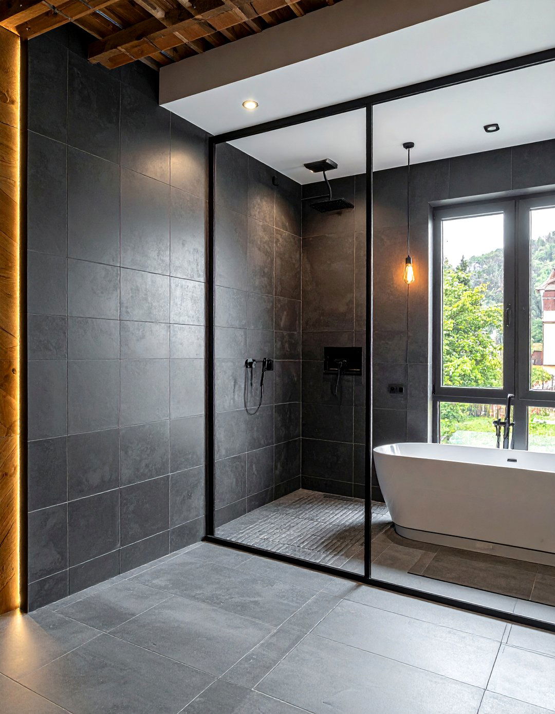 Matte black tile - 30 bathroom wall tile ideas