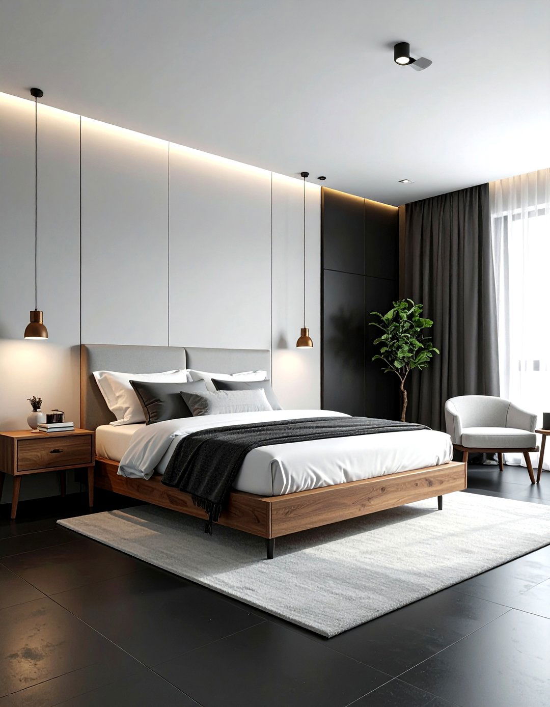 Matte black tile - 30 bedroom floor design ideas