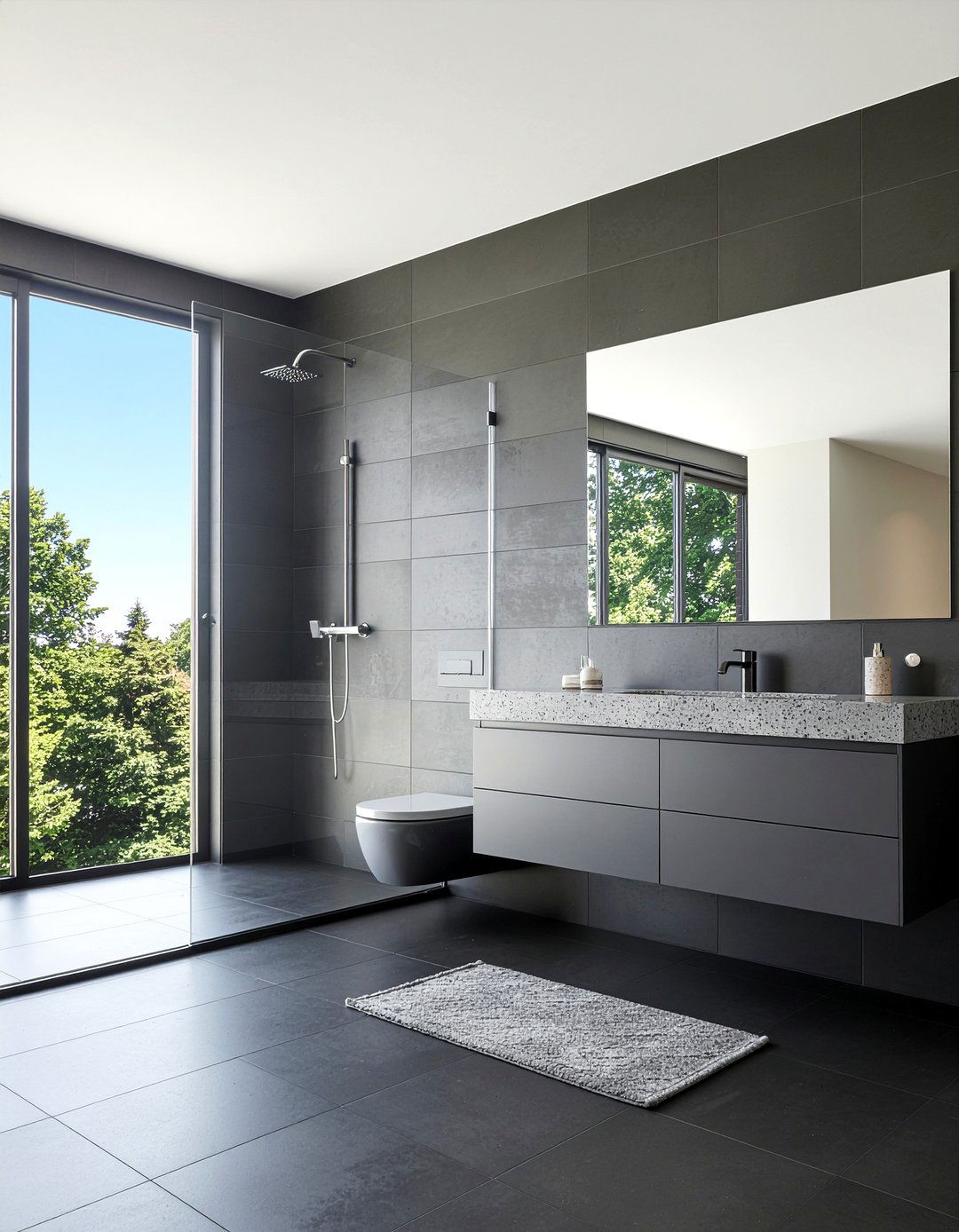 Matte black tile bathroom - 30 all black bathroom ideas