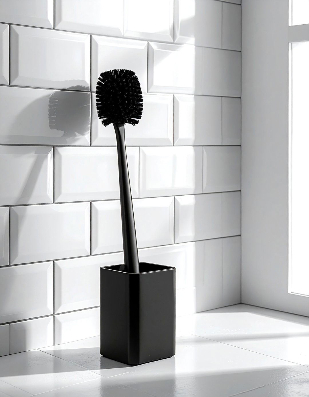 Matte black toilet brush - 30 toilet brush holder ideas