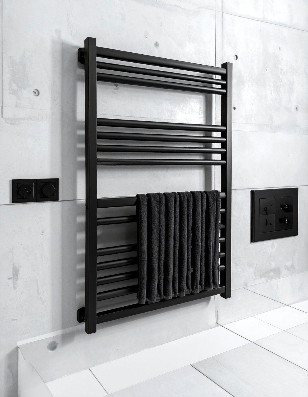 Matte black towel warmer - 30 towel warmer ideas
